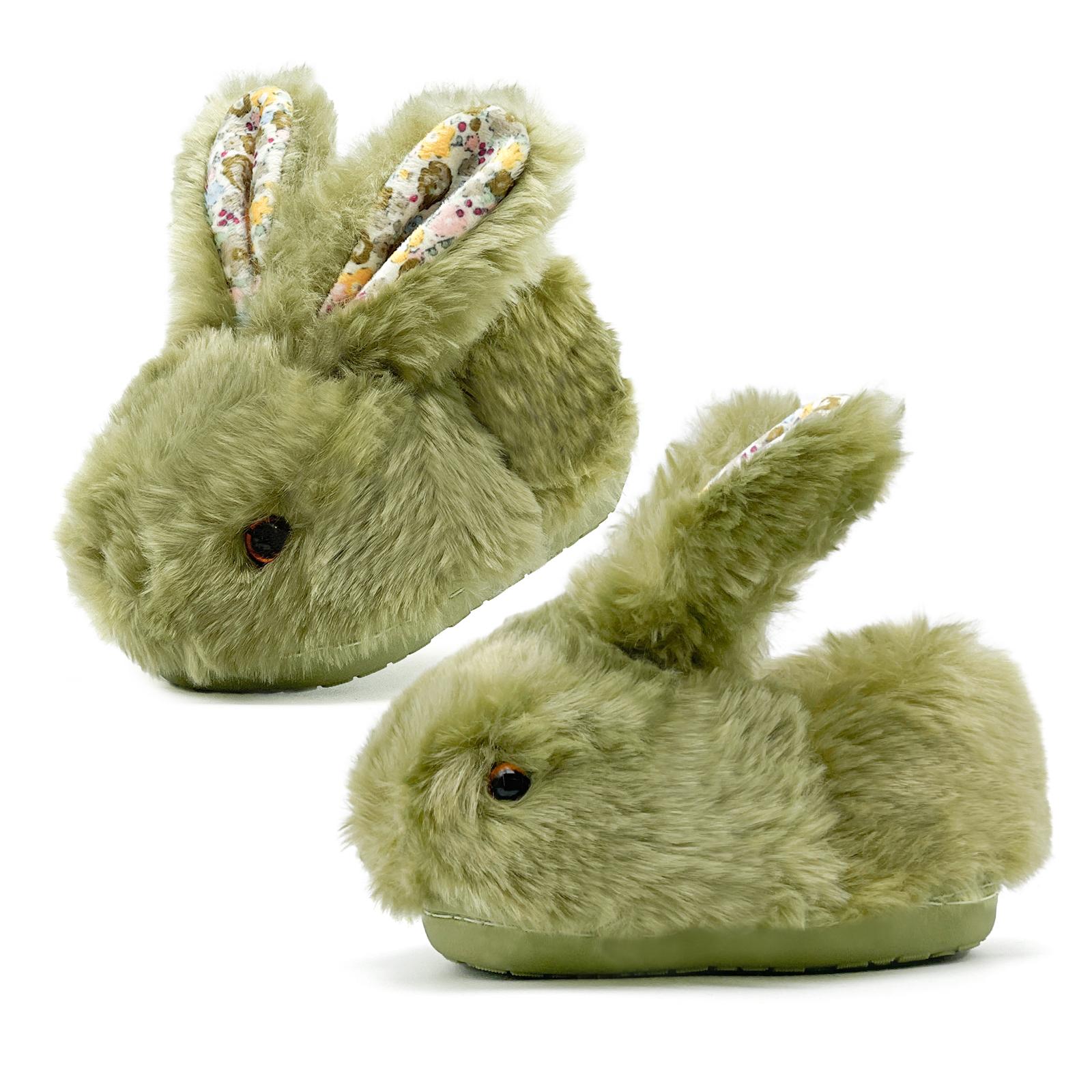 Lumubby Toddler Bunny Slippers for Girls and Boys Soft Plush Non-Slip Warm Winter Indoor Shoes with 3D Eyes and Ears Adorable Design