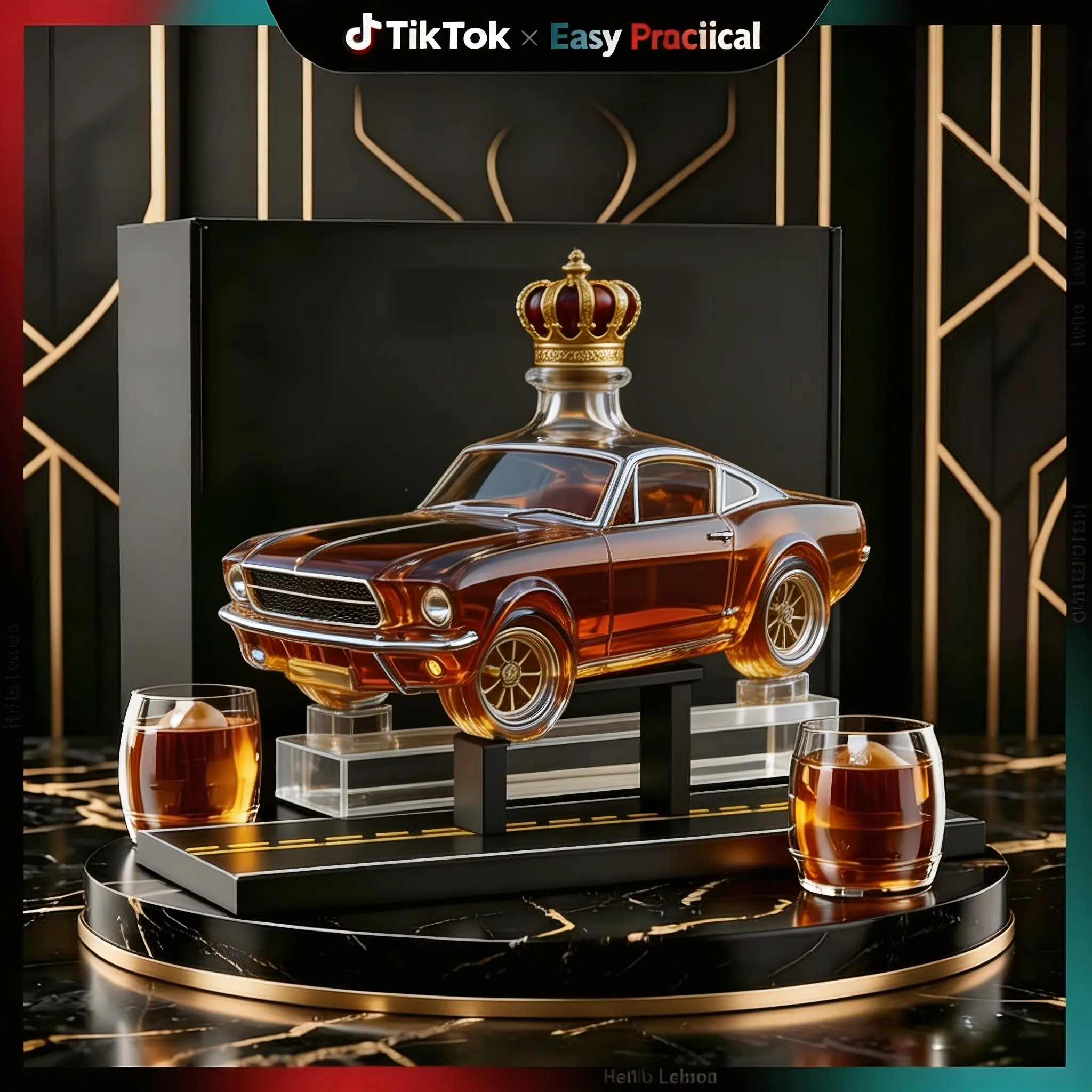 【DealsForYouDays】Car Whisky flasche, Car Shape Shaped Novel Glass Whiskey Decanter Set Wild Horse Whiskey Decanter Bottle Liquor Dispensing Container Wisky Awakener Whisky Gift for Automotive Enthusiast Men - Fathers Day Gift!