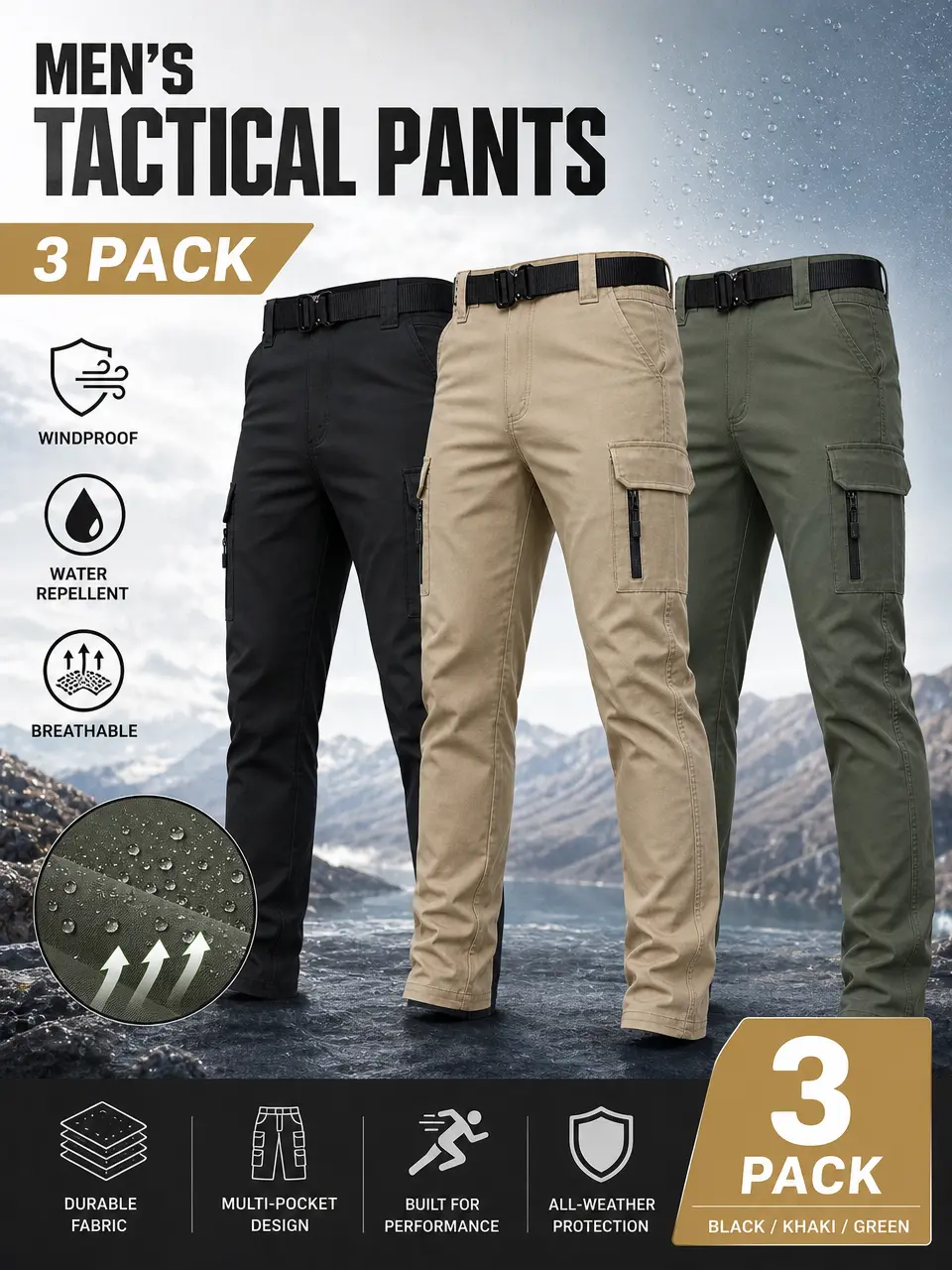 Men’s fashion cargo pants, street style—machine-washable, durable fabric, zippered multi-pocket design; casual, trendy cargo long pants, perfect for outdoor activities, everyday wear, and travel.
