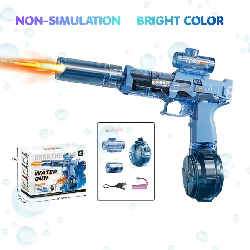 #Summervibes Ultimate Battle Electric Water Gun, Automatic Powerful Water Blaster with LED Glowing Muzzle, 320cc Large Capacity, 32FT Long Range, Summer Outdoor Shooting Toy for Kids & Adults Beach Pool Party