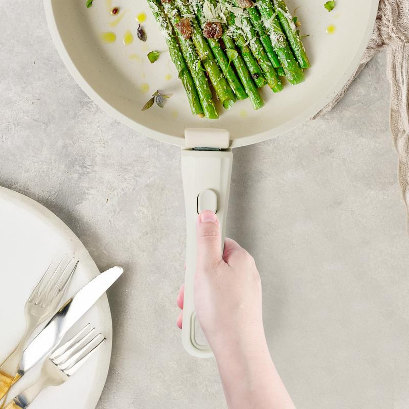 [New Arrival]kikcoin Detachable Handle Non-Stick Pot White and Black Kitchen Cookware Cookware Sets Utensils pans pots