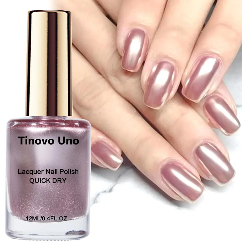 Tinovo Uno Metallic Chrome Nail Polish-12ML, Rose Gold Color Matching Elegant Atmosphere, Alcohol-Free Ingredients, Natural Quick Drying, Salon Quality, DIY Nail Art Enthusiasts Must-Have