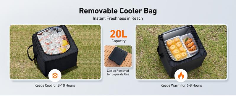 AstroAI Collapsible Car Trunk Organizer Storage Box with Big Cooler Bag, Foldable Cover, Nylon Holder, PU Bottom and PE Plate, For Picnic