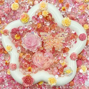Spring Fling - Nail Art & Resin Rose Charm Mix with Rhinestones, for DIY Nail Design, Resin Crafts & Deco Projects