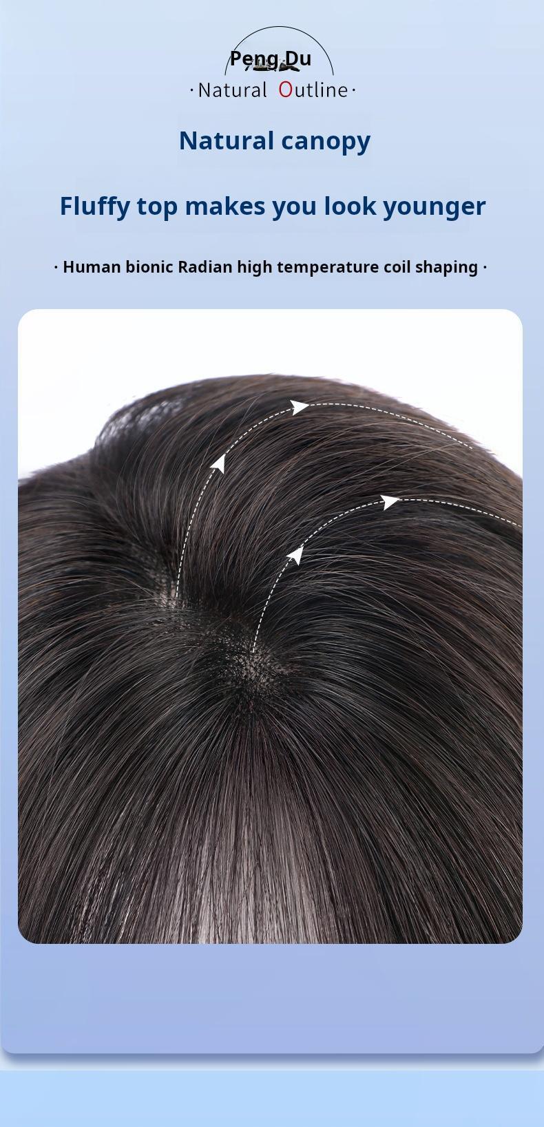 Real Hair Top Piece Bangs Clip-in Extension Natural Straight Lace Front Wig with Baby Hair Lightweight Breathable Daily Wear Human Hair Toppers for Bald Spots Breathable Silk Hair Topper for Thinning Hair wide parting