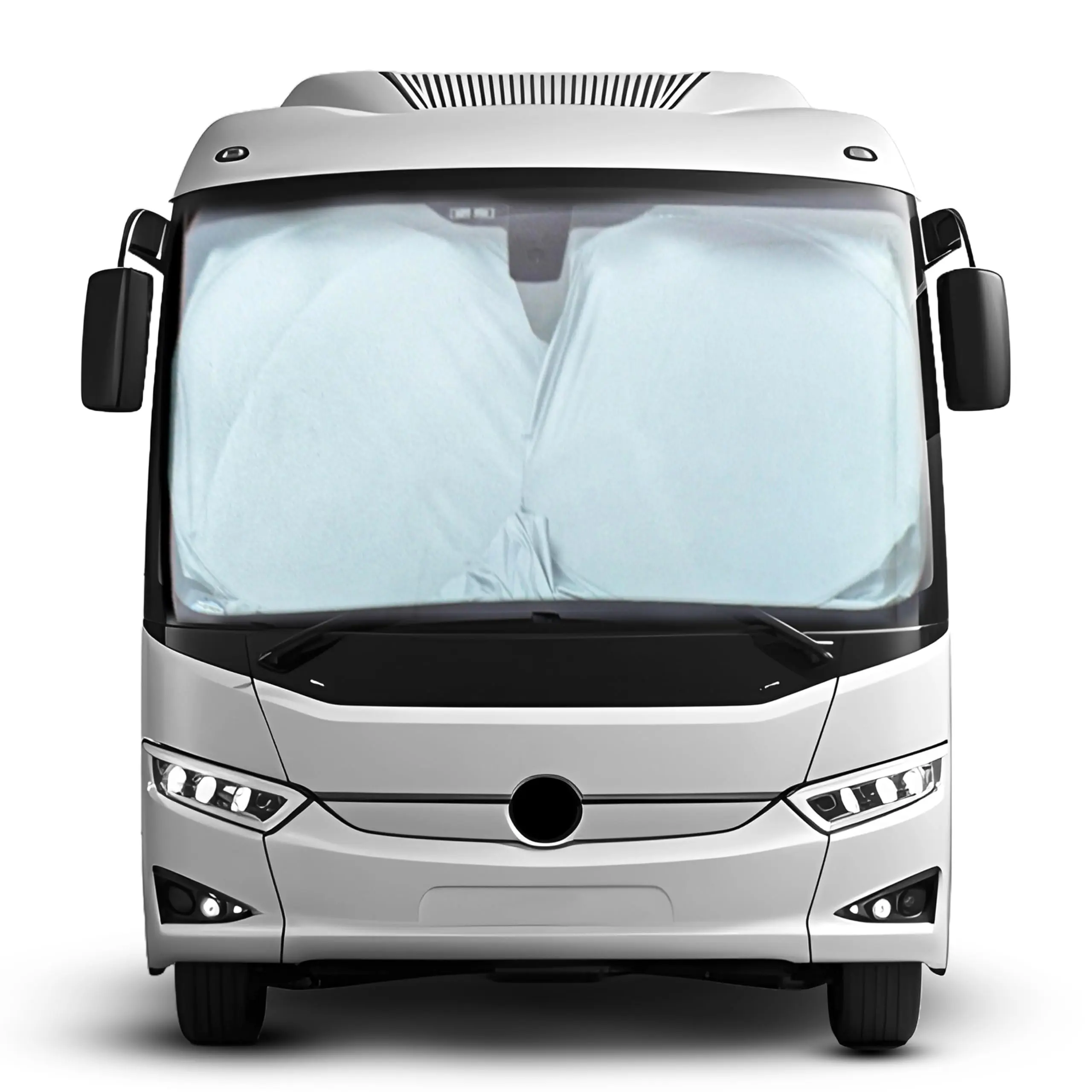 EcoNour Synthetic RV/Motorhome Front Windscreen Shade Cover, 102"x51" Oversized Clip-On Reflective Exterior Accessory, 1 Count Foldable Collapsible Window Sunshade, UV-Blocking Anti-Glare Durable Easy-Installation Car Sun Shades Outside Car