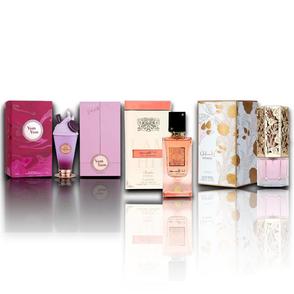 Lattafa Perfume | Yum Yum + Raneen + Ana Abiyedh Coral | Eau De Parfum ...