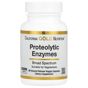 California Gold Nutrition Proteolytic Enzymes with Fruit Derived Enzyme Blend, Rutin, Pancreatin Alternative Blend and Serratiopeptidase, 90 Delayed Release Veggie Capsules