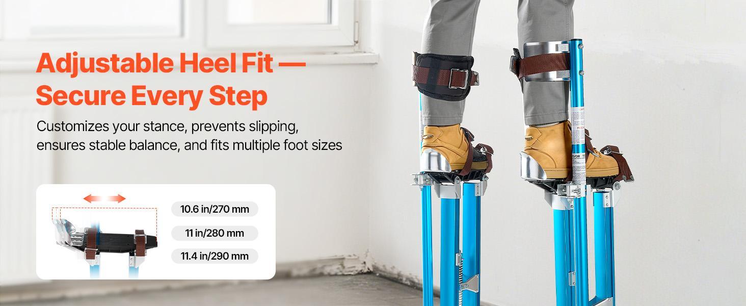 VEVOR Drywall Stilts for Painters & Cleaning, Aluminum Sturdy Structure, 24.2-40.3 in Adjustable Height, 228 lbs Load Capacity, Non-Slip Rubber Feet, Dual Spring Shock Absorption, Comfortable Leg Straps, 3-Level Heel Brackets, Blue#BackToSchool VEVOR Drywall Stilts for Painters & Cleaning, Aluminum Sturdy Structure, 24.2-40.3 in Adjustable Height, 228 lbs Load Capacity, Non-Slip Rubber Feet, Dual Spring Shock Absorption, Comfortable Leg Straps, 3-Level Heel Brackets, Blue#BackToSchool