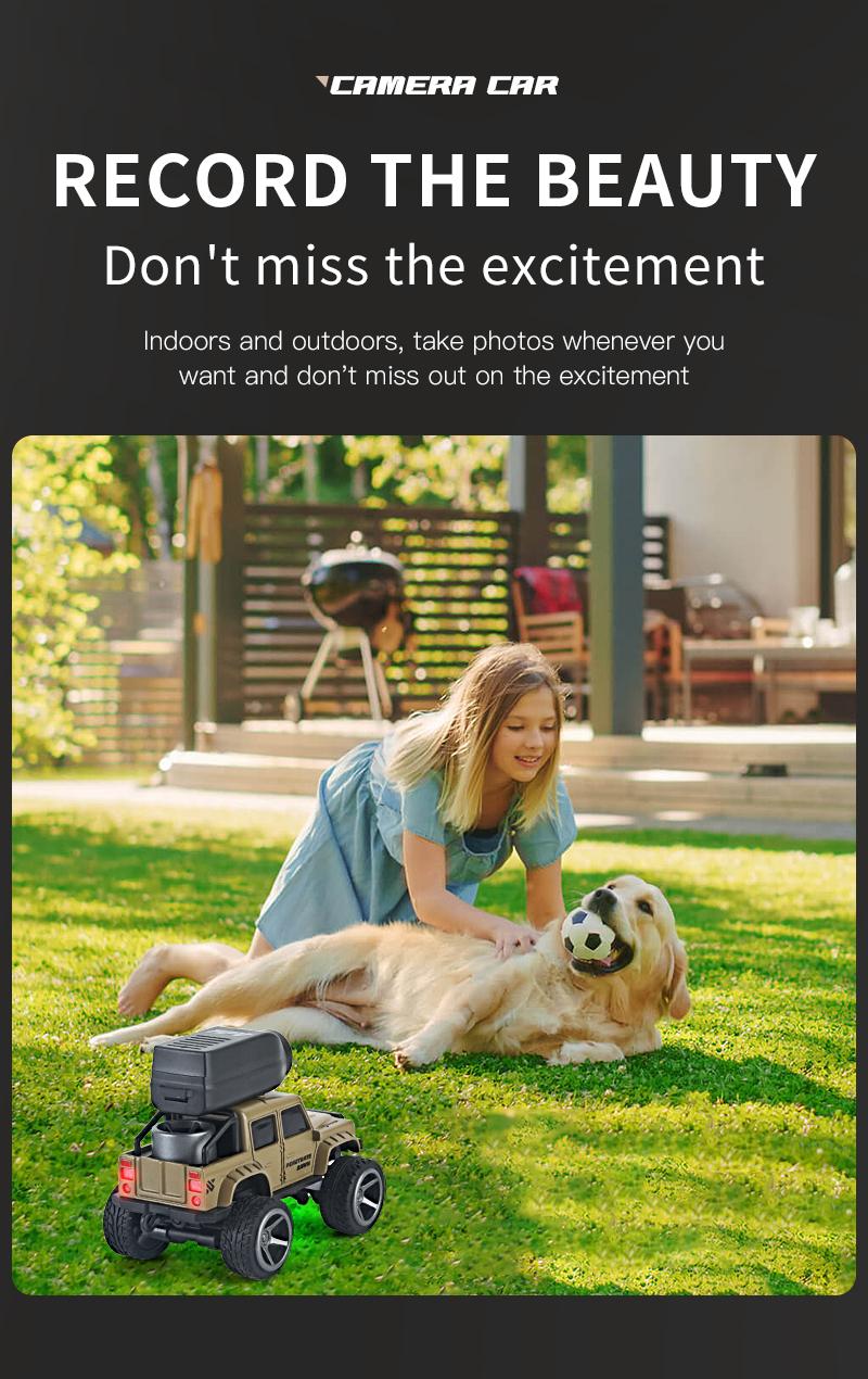 1:64 Mini RC Off-Road Monster Truck, 2.4GHz Wireless Remote Control Car with LED Lights, 720P FPV Camera, WiFi APP Control, Desktop Play, Indoor & Outdoor Toy, Holiday Gift for Adults and Kids Lighted Bluetooth Ride-On Drift USB Rechargeable LED Drift Car