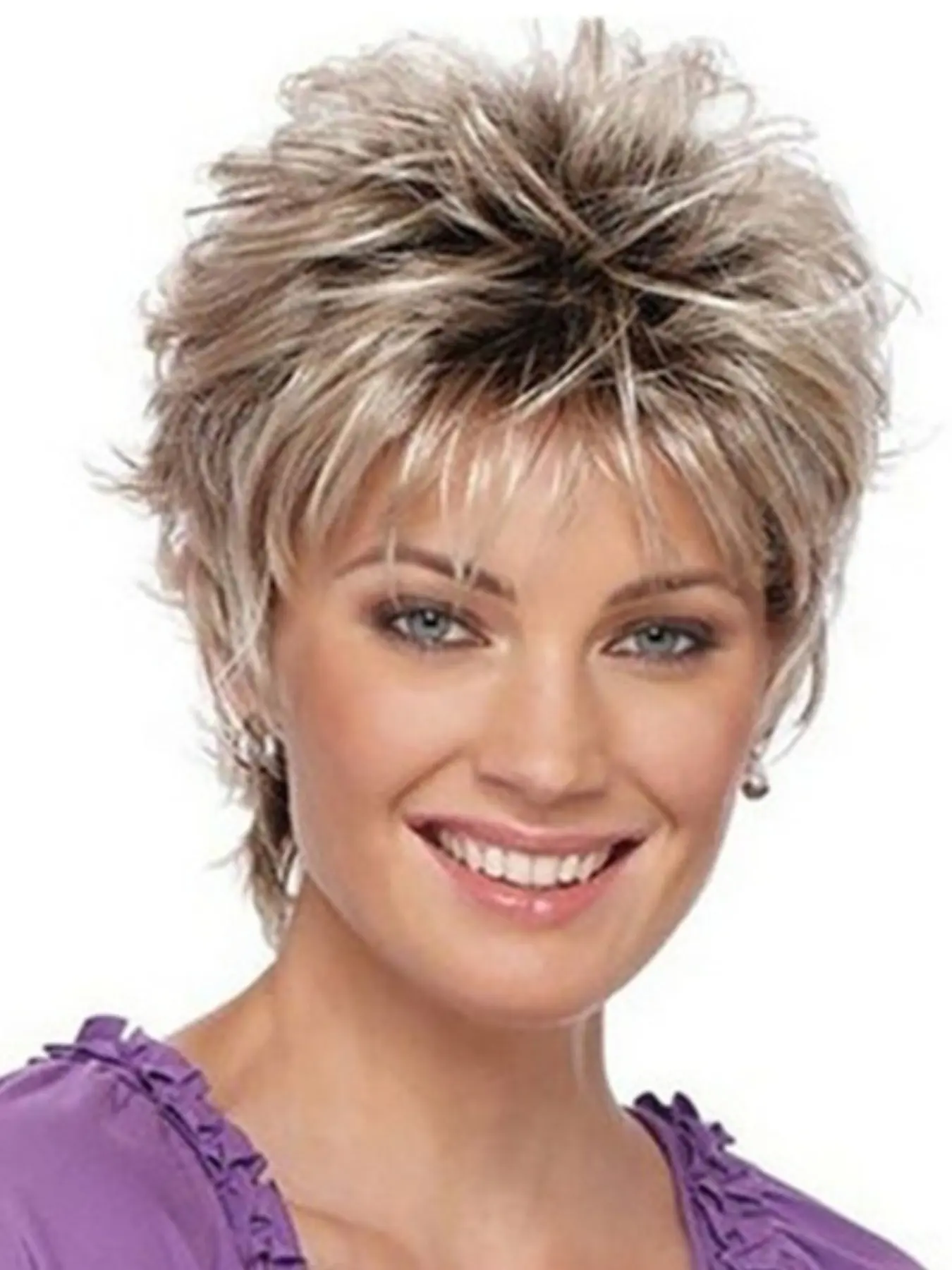 Fashion Women's Short Curly Wig, Wavy Synthetic Hairpiece, Ombre Layered Wigs, Fluffy Wigs, Fun Wigs, Puffy Layered Gradient Golden Curly Hair, Suitable for Daily Cosplay Special Holidays Wear, Pixie Cut Wig