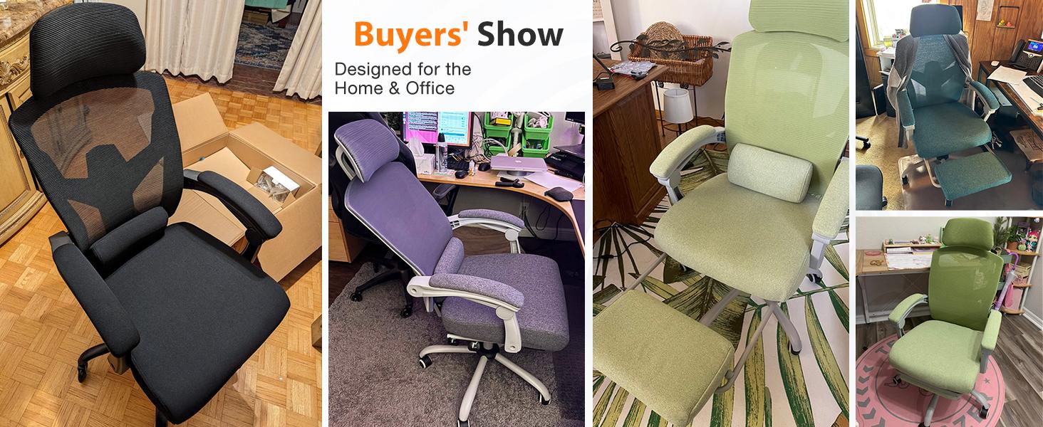 Height Adjustable High Back Ergonomic Office Chair with Lumbar Pillow & Retractable Footrest,  Padded Armrests and Adjustable Headrest
