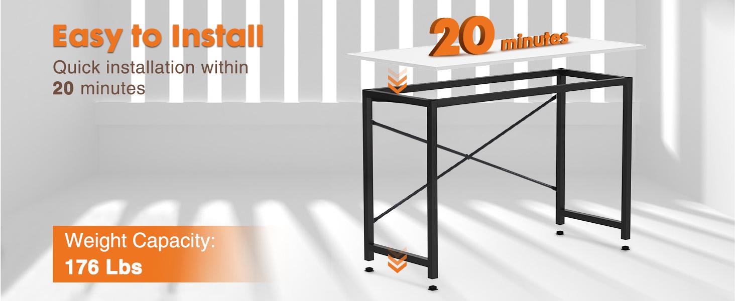 【Deal】SweetFurniture Small Computer Desk Home Office Desks Small Space Desk Study Table Modern Simple Style Table with Storage Bag and Iron Hook Bedroom