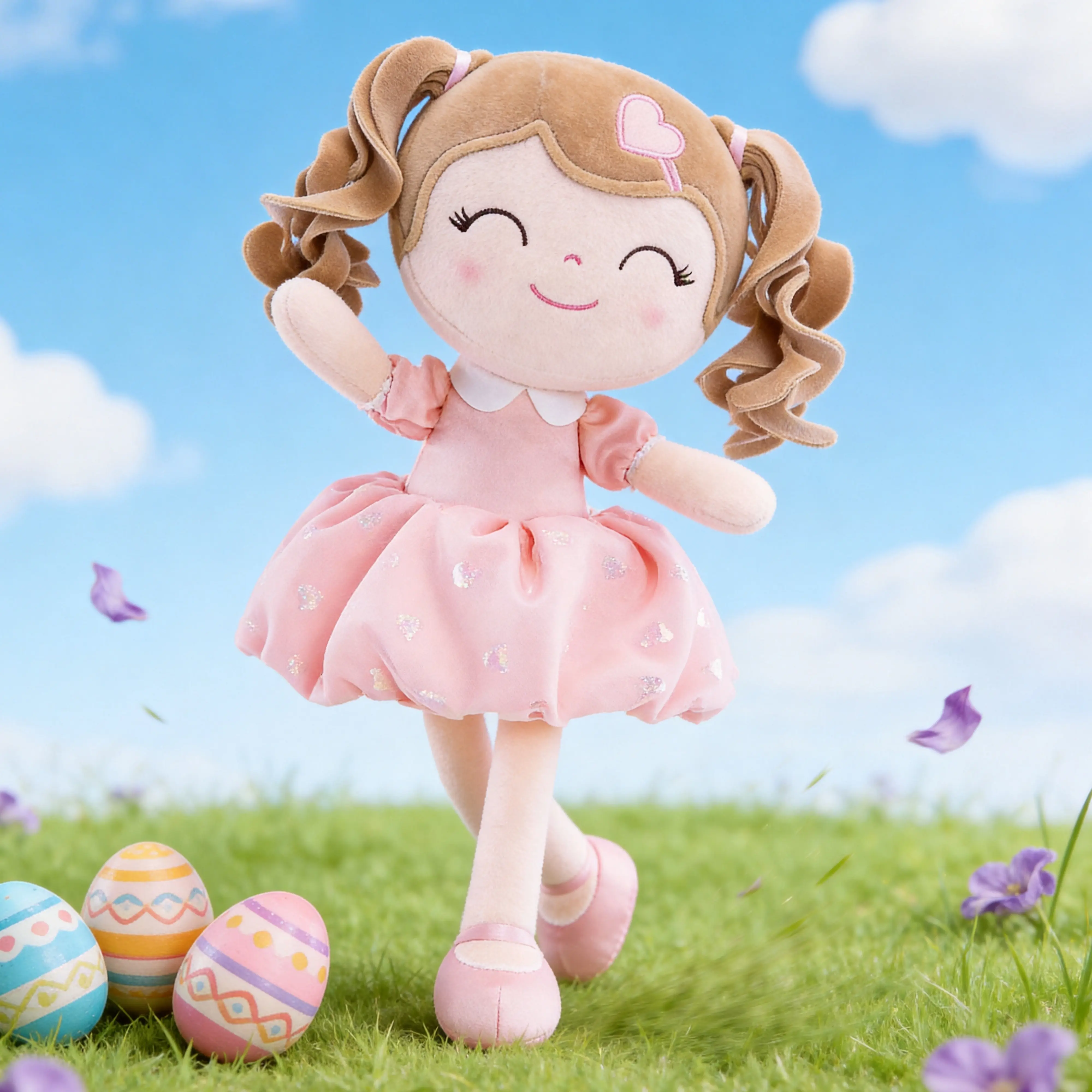 Gloveleya Spring Princess Doll, 16inch Soft Plush Toy for Girls, Perfect Easter Basket Stuffer & Birthday Surprise, Adorable Cuddle Doll for Toddlers Ages 0-6