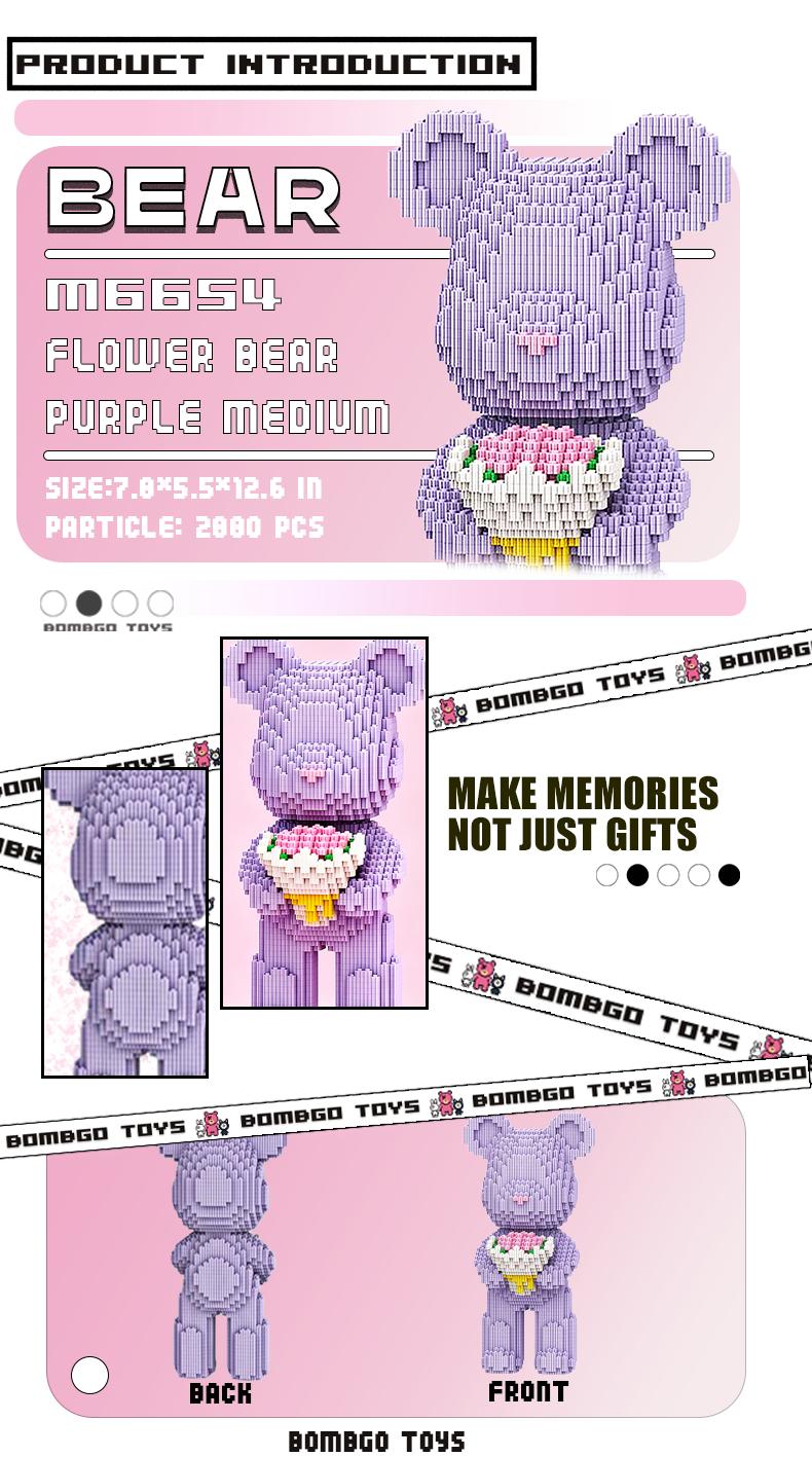 【BOMBGO】Bear Building Block,Size-Medium,3000 pcs,Bear Toys,Birthday Gift,Christmas Gift,Educational Building Blocks,Trend Decoration,Cool Gifts,Brick,Family Bonding BlackFriday Christmas