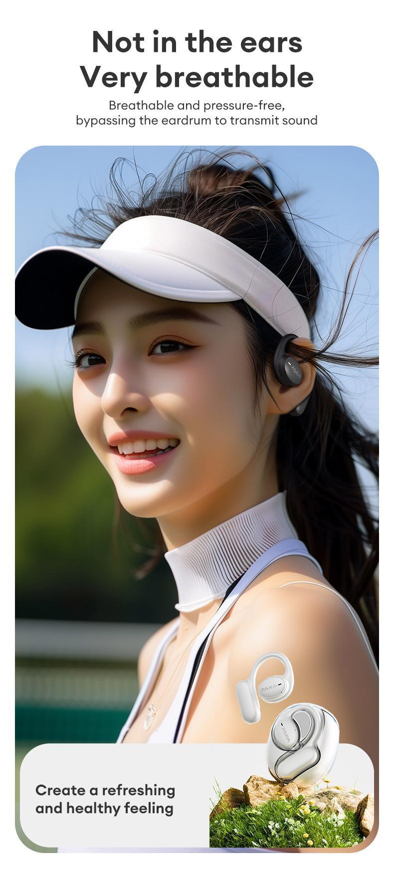 PAXA OpenAir 5 Wireless Earphones,Wireless Bluetooth 5.4 Earbuds High-Fidelity Robust Bass Sound Headphones, Breathable Open Ear Electronic Headset for Workout & Sports