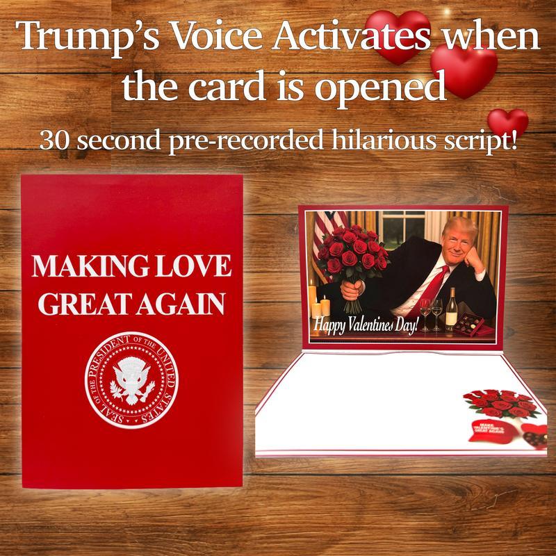 Trump Valentines Card - Funny Card for Republicans on Valentines Day with Red Roses and Wine Bottle Design