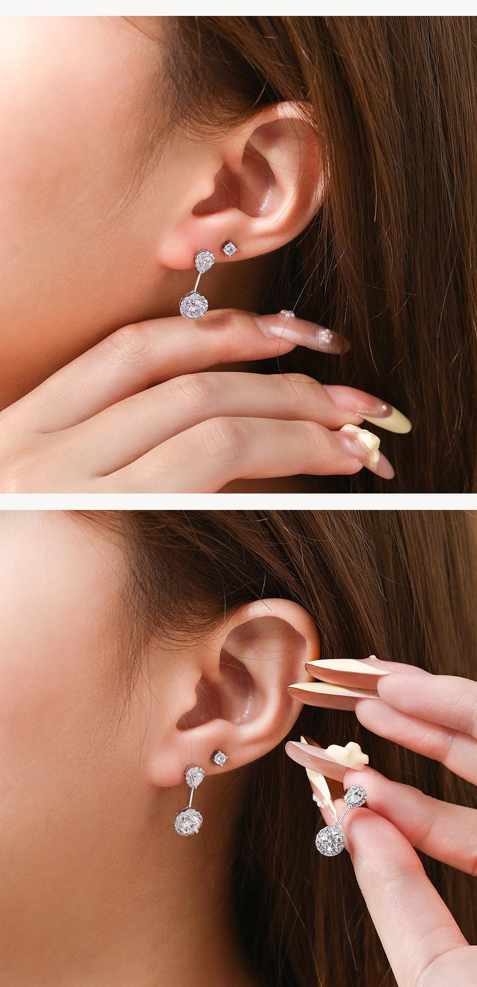 ATTAGEMS D VVS1 Color Pear&Round Shape Synthetic Moissanite Earrings for Women S925 Sterling Silver Sparkling Party Travel Gift Fine Jewelry E060