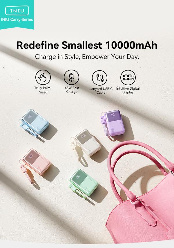 INIU P50 Pocket Rocket 45W PD 10000mAh Power Bank, 2026 Mini Pocket Size Powerbank Travel Essentials Portable Charger, Detachable Lanyard USB C Cable Fast Charge Phone Battery Pack for iPhone 17 16 15 series iPad Airpods Samsung Switch Perfect Gifts INIU P50 Pocket Rocket 45W PD 10000mAh Power Bank, 2026 Mini Pocket Size Powerbank Travel Essentials Portable Charger, Detachable Lanyard USB C Cable Fast Charge Phone Battery Pack for iPhone 17 16 15 series iPad Airpods Samsung Switch Perfect Gifts