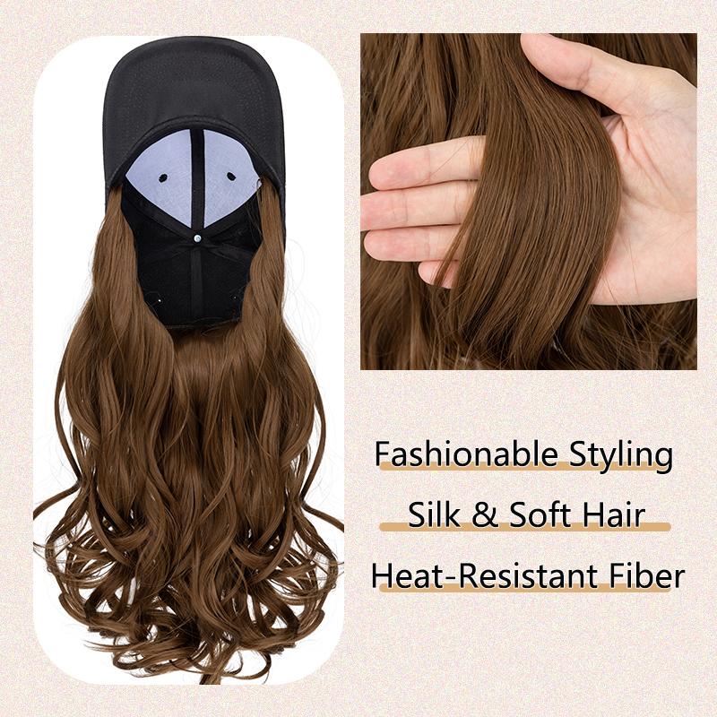 Baseball Hat Wig for Women Wig Cap with 16in Curly Hair Extensions Hat with Hair Wave Adjustable Baseball Cap Wigs