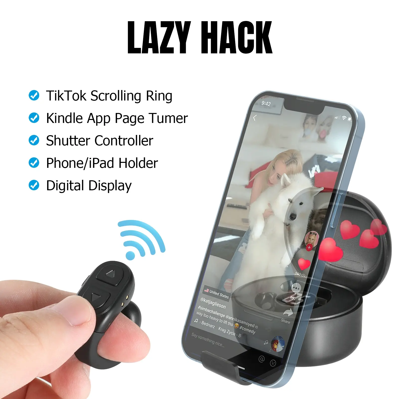 Ergonomic Bluetooth 5.0 Wireless Scrolling Ring Camera Control - Smartphone Shutter Accessory, iOS&Android Compatible, Auto-Power Off for Remote Photography, Dealsforyoudays Electronic Accessory for Content Creators