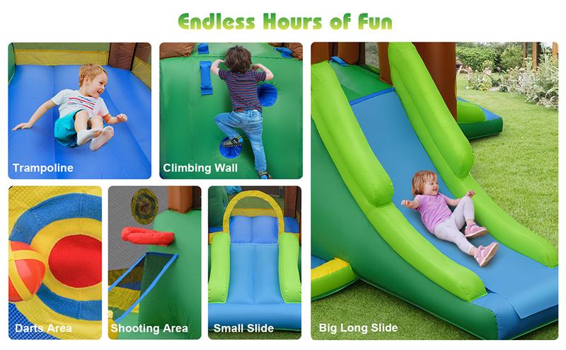 【On Sale】Costzon Inflatable Bounce House, Bouncy House for Toddler Kids 5-12 Ages Indoor Outdoor Party Family Fun w/Climbing, Large Ball Pit, Basketball Rim, Blow up Jumping Castle for Birthday Party Gifts Costst fathersdaygift