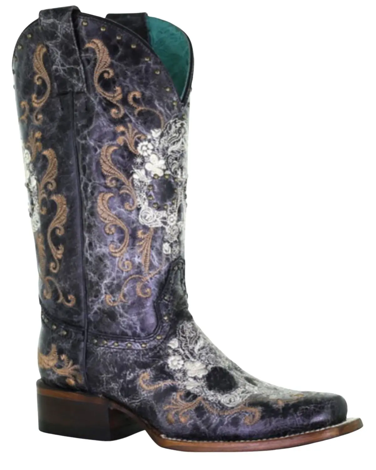 Corral Women's Women'S Floral Skull Embroidery And Studs Western Boot - Z5005