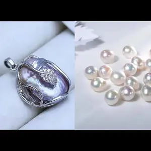 Pearl pendant+[live opening] White and galaxy meteorite Baby Baroque eddison Oyster