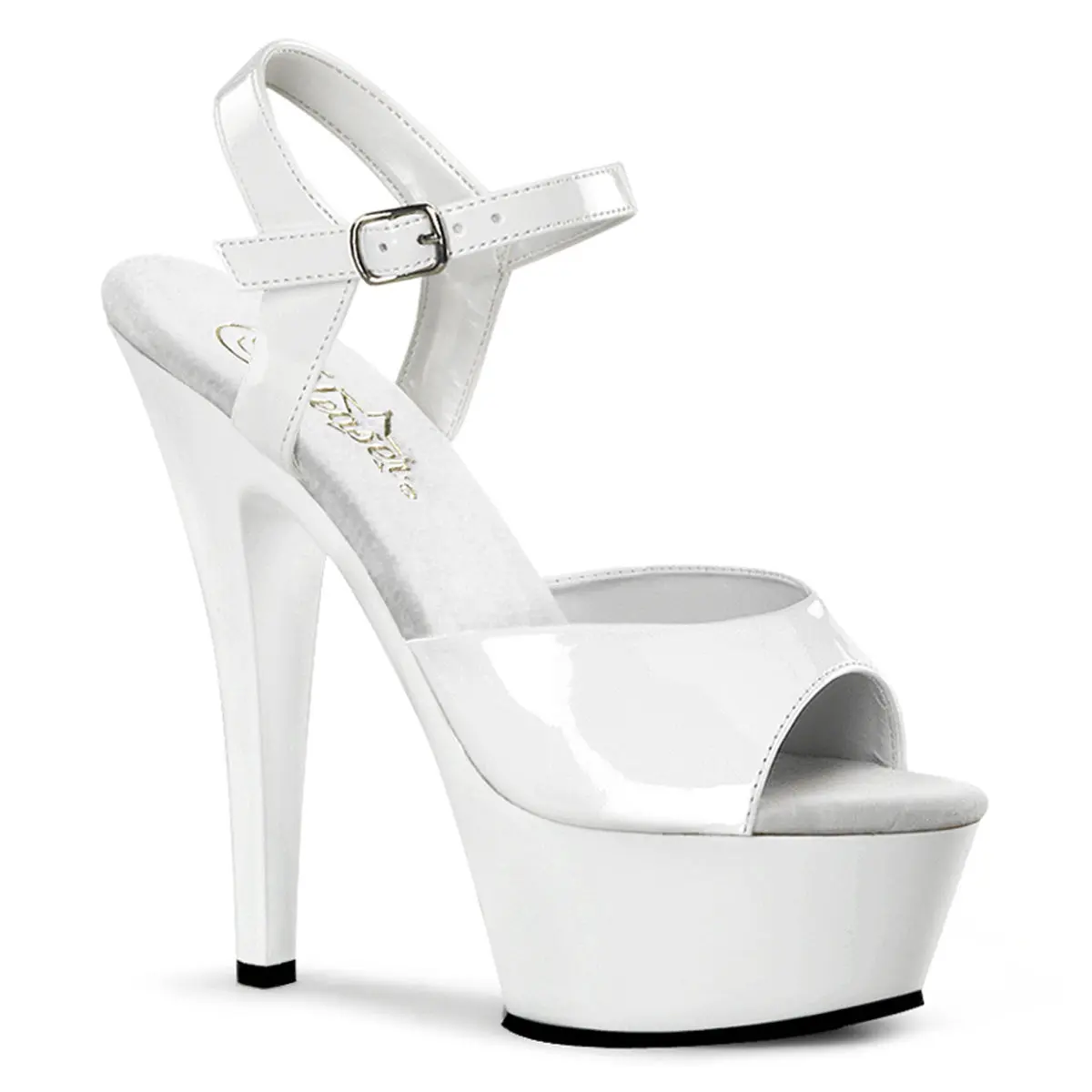 Pleaser Kiss-209 Women's Ankle Strap Platform Sandals, Peep Toe Statement Shoes with a Bold 6-Inch Heel and 1 3/4 Inch Platform