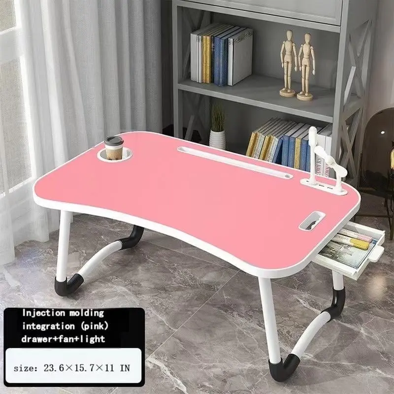 Oversized Foldable Portable Plastic Laptop Nightstand - Modern Bedroom Furniture with USB Port, Cup Holder Ready, Drawer, Fan, Light, Storage, Adjustable Multi-Support, Stable Durable Lapdesk for Bed, Sofa, Dining Room, Home Bar, Laundry Room