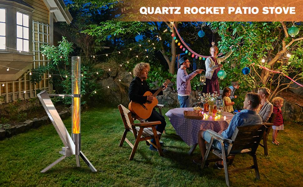 Wood Pellet Paito Heater Rocket, Outdoor Fire Pit Stove Fireplace With Glass Tube Chimney For Garden Backyard Camping Heating (Smokeless & Fireproof)