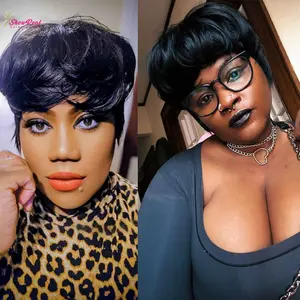 Stylish Quick Wave Short layered Pixie Hair Wig Textured Cut Wig Human Hair Easy to Wear Fashionable Versatile Designed for Black Women Perfect for Work, Party or Casual