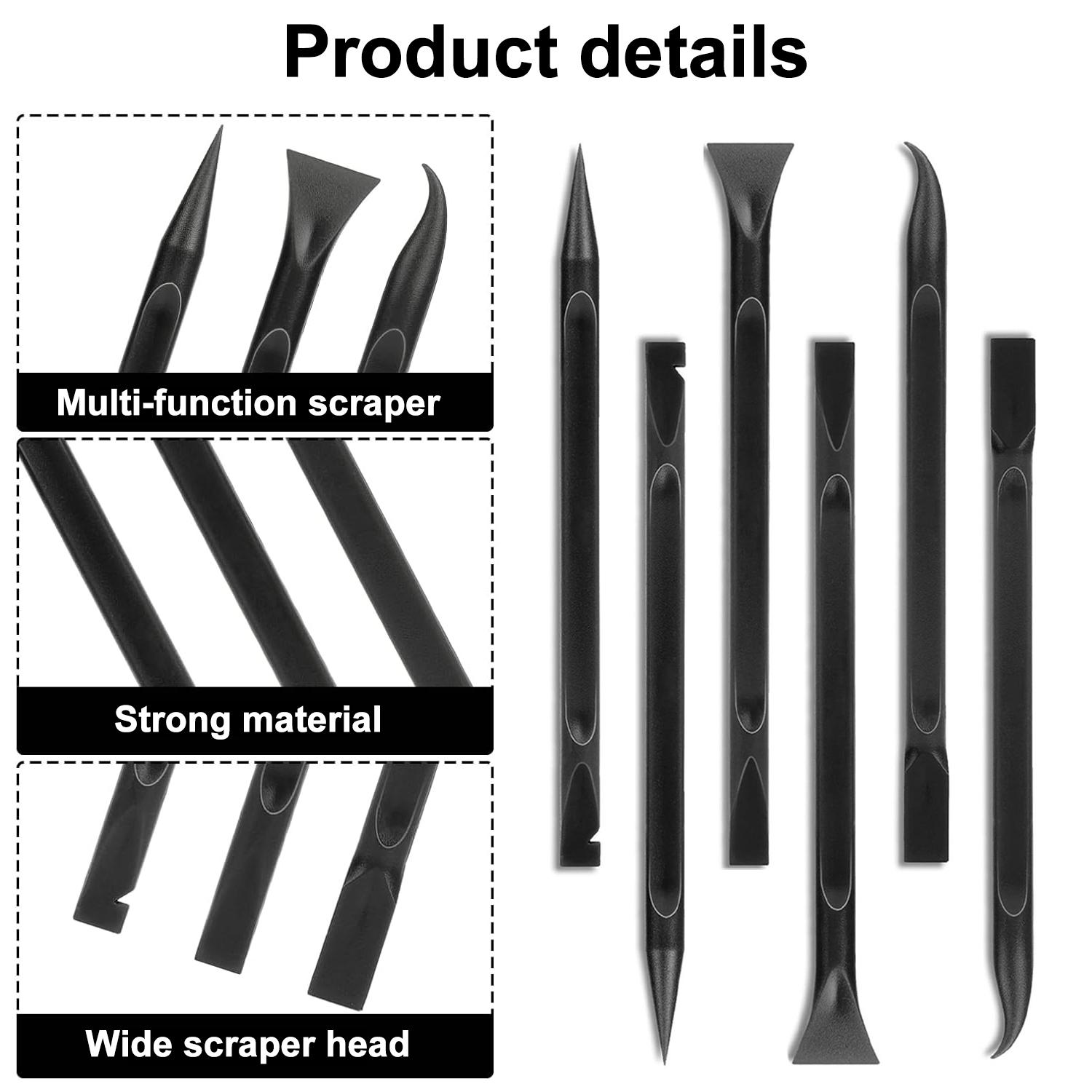 VAYWET Car Detailing Pick Set for Car Detailing Kit, Safe Automotive Tool Plastic Picks 6 Cleaning Heads 6 Pack, Car Washing Kit Scraper Scratch Free Crevice Sticker Remover Tool Non Scratch Scrapers Tight Spaces, Kitchen, Crevices, Auto Detailing, Paint