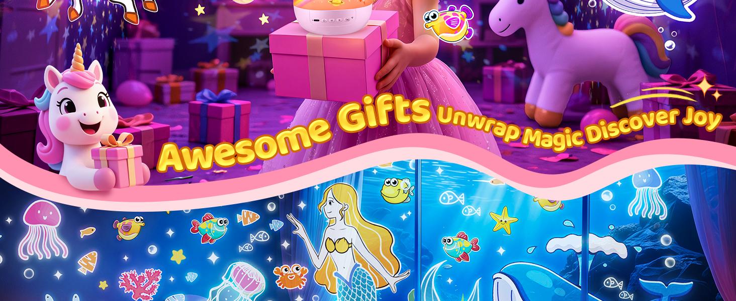 Onefire Kids Night Light with 15 Films+15 White Noises，Baby Night Light Projector, Remote Kids Night Light ，Projector Light for Kids，Baby Girl Gift，Birthday Gifts Christmas Gifts for Kids，Boys Toys，Ages  1-10  girl  toys