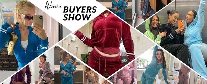 HOTOUCH Women's Velour Tracksuit Set Full Zipper Hoodie Workout Pants Velvet Sweatsuit Jogging Suits Holiday Clothing