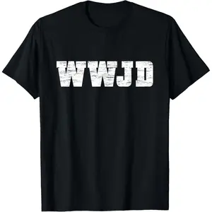 What Would Jesus Do? WWJD Christian Faith Believer T-Shirt Pure Cotton Graphic Tees Menswear Top: Gifts for Men & Women