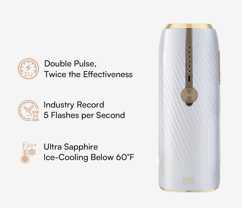 INIA HAUTE Double-Pulse IPL Laser Hair Removal Device, FDA Cleared, 2-Year Warranty, Perfect Gift Season Pick
