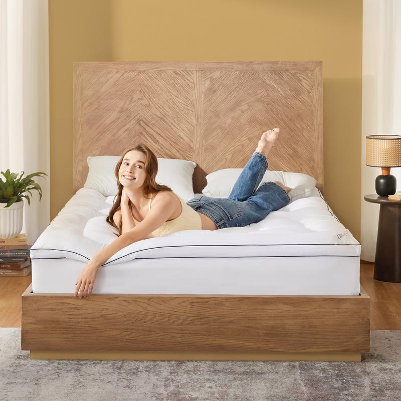 【BEDLORE】Thick Fitted Sheet Mattress Pad, Fluffy Pillow Top Comfort Layer, Cooling & Soft Design with Deep Pockets (Fits 6–18 Inch Mattresses), Ideal for Bedroom & Home Use