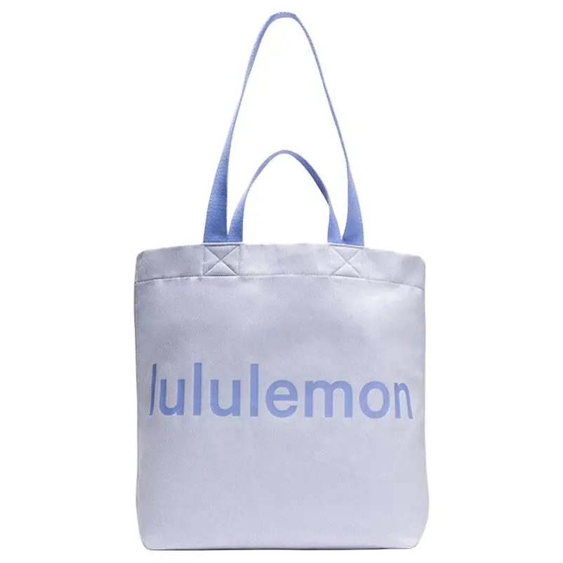 Lululemon Double-Handle 17L Canvas Tote Bag, Neutral Look, Spacious Storage, Serene Blue & Dusty Lavender, Unisex Casual Handbag for Luggage & Daily Use