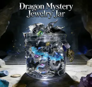 Dragon Aesthetic Mystery Jewelry Jar, 30pcs Light Gothic Style Costume Jewelry,Bestie Gift, Friendship Gift, Valentine’s Gift for Her, Self Love Treat