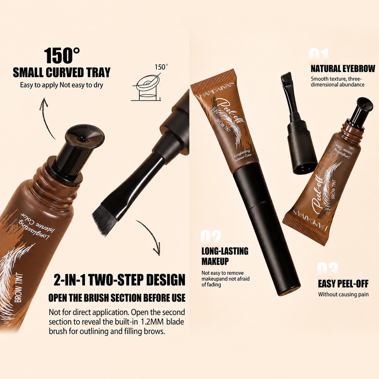4-Color Tear-Off Brow Tint – See Usage Guide – Waterproof, Non-Fading, Long-Lasting Pigment for Precise Brow Definition & Effortless Wild Brow Looks – Eyebrow Makeup for Women