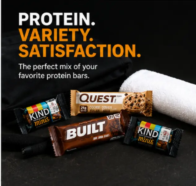 Premium Assorted Cookie Dough Protein Snacks Variety Pack - Individually Wrapped, Factory Sealed Food for Fitness & Nutrition Support