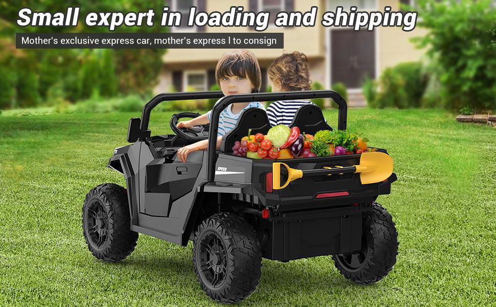 【GARVEE】24V Ride On Dump Truck for Big Children - 4x4 Electric Vehicle with Remote Control, Shovel, Bluetooth, Music, and Durable Outdoor Design for Active Play