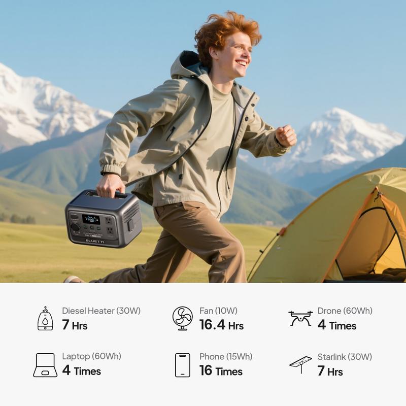 BLUETTI Elite 30 V2 Portable Solar Generator 288Wh Battery 600W AC Output 9 Ports for Camping & Backup Power Station