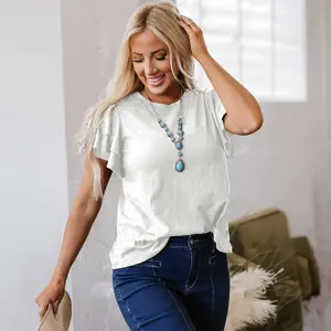 White Layered Ruffle Short Sleeve Round Neck Top