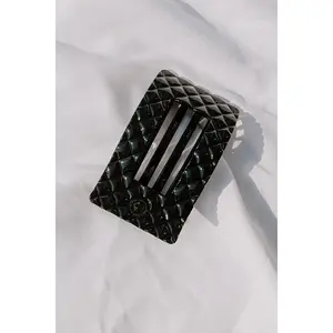 Quilted Large Rectangle Hair Claw Clip in Black