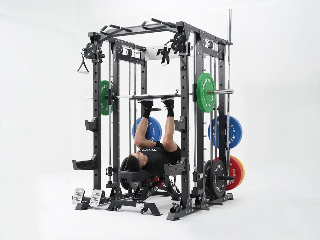 RitFit BUFFALO Multifunctional Smith Machine with Lat Pull Down and Cable Crossover for Versatile Strength Training