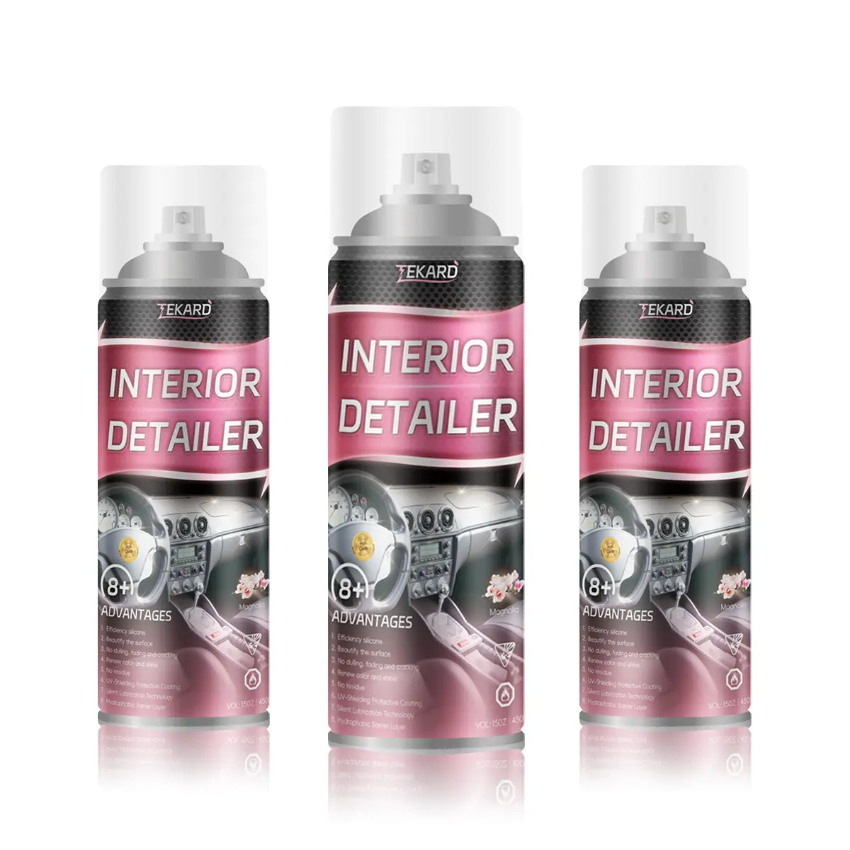 TEKARD All-in-One Waterless Interior Spray Wax — Revitalizes car dashboards, seats, door panels, leather, and more — An all-in-one interior care product suitable for plastic, vinyl, leather, and fabric surfaces.