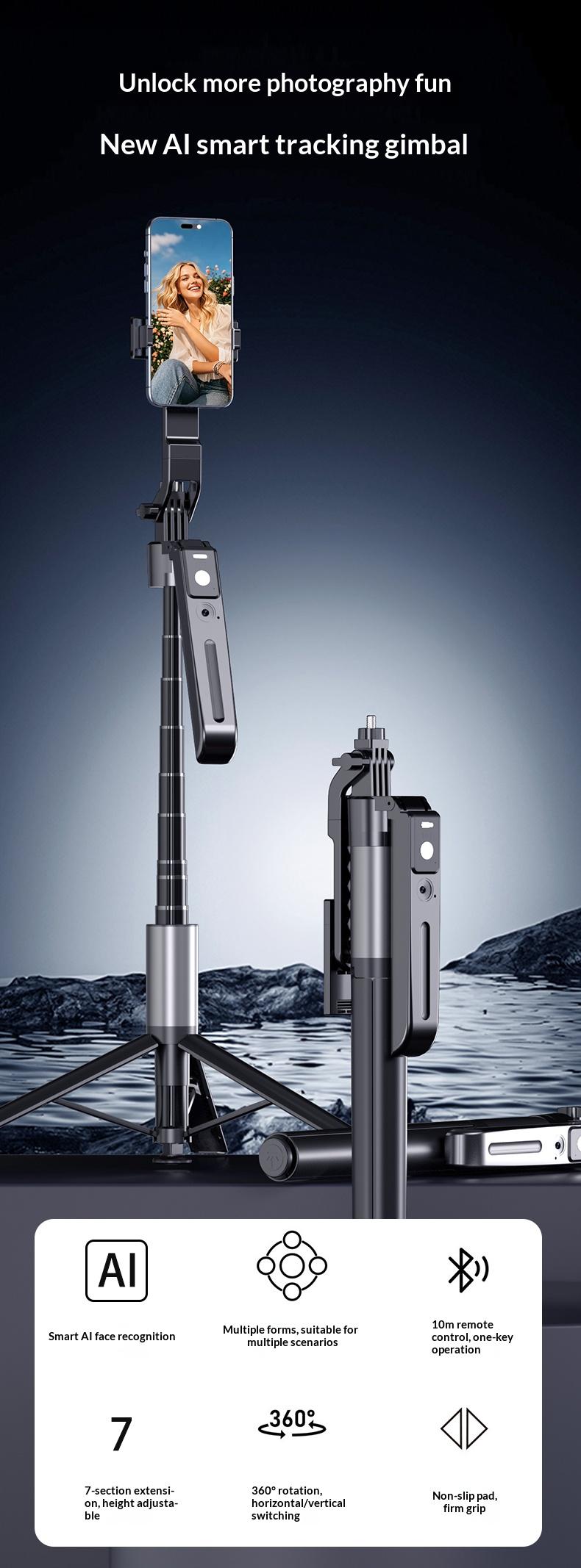 2026 New 360° Rotatable Selfie Stick Tripod,74.8 inches,  Smart Face Tracking , Auto Face Tracking ,Rechargeable remoter Phone Holder for Vlog, Live Streaming, Smartphone Camera Accessoriesfor iPhone 17/16/15/14/13/Android/Camera/GoPro, Valentine's Day