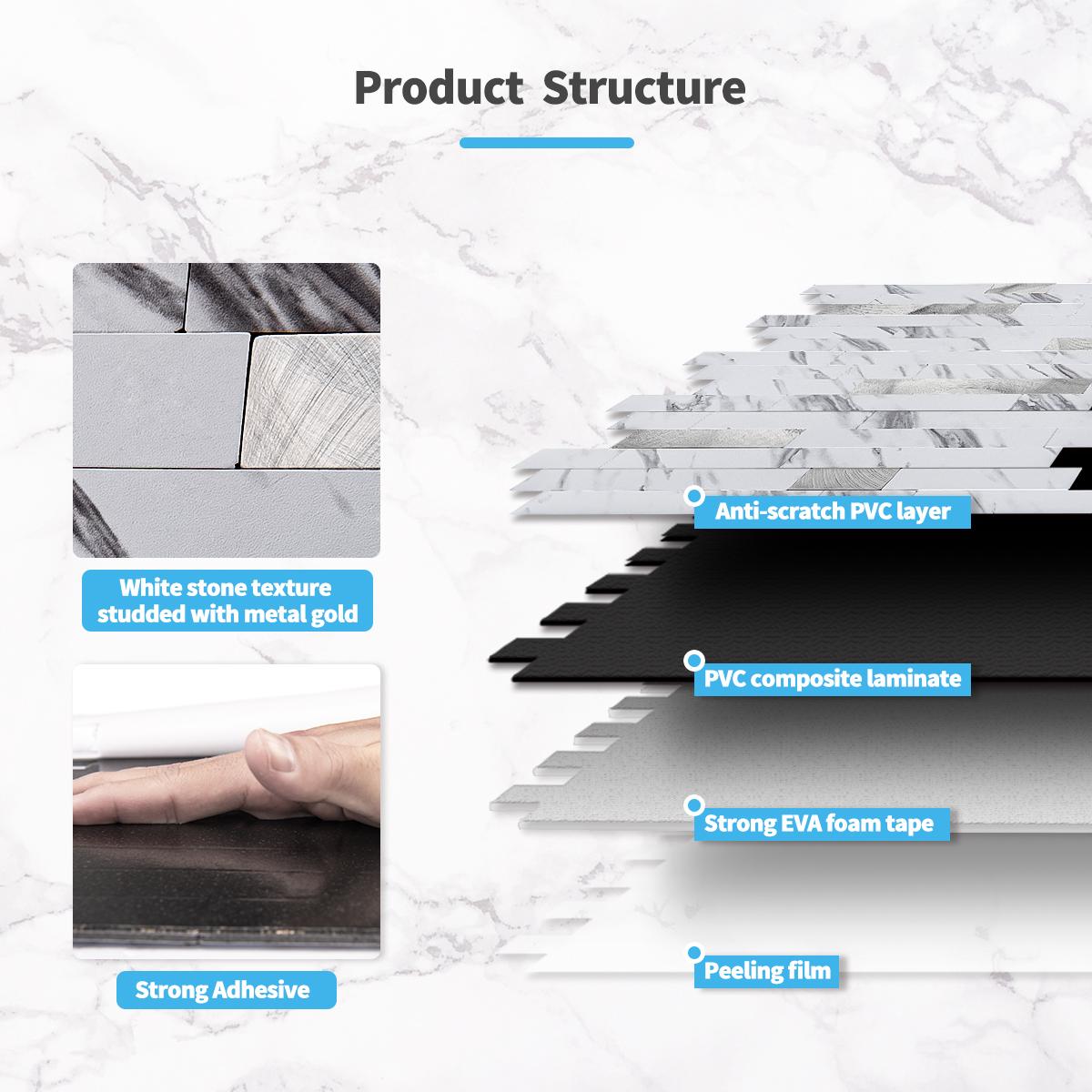 Art3D 10 Sheets 13.4" x 11.8" Peel and Stick Backsplash Tiles for Kitchen & Bathroom, White Marble Tone, Self-Adhesive Drywall Home Peel Stick Wall Panels